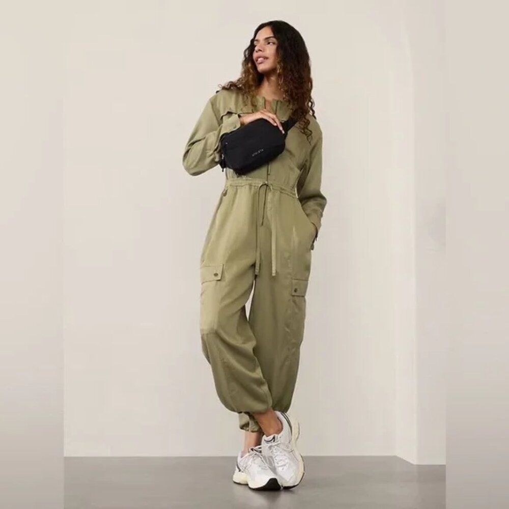 Athleta Celestial Utility Jumpsuit in Perennial Olive XS